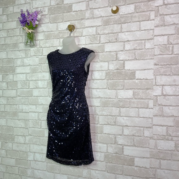 Caché Purple Sequin Fitted Black Dress - Picture 13 of 14